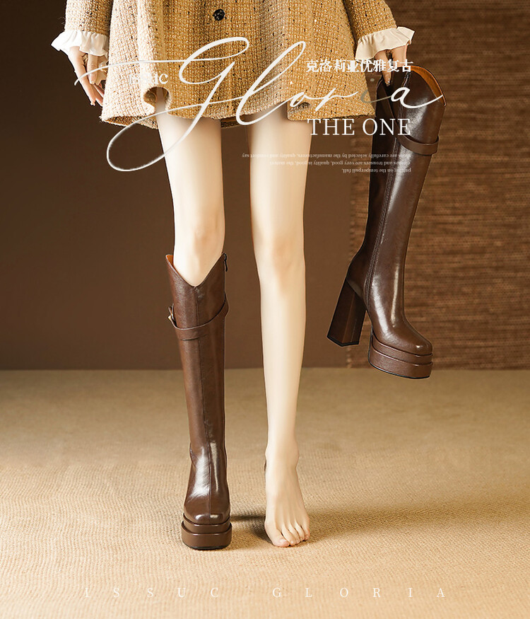 Knee High Boots Women - Autumn and Winter Soft Leather Knee-high