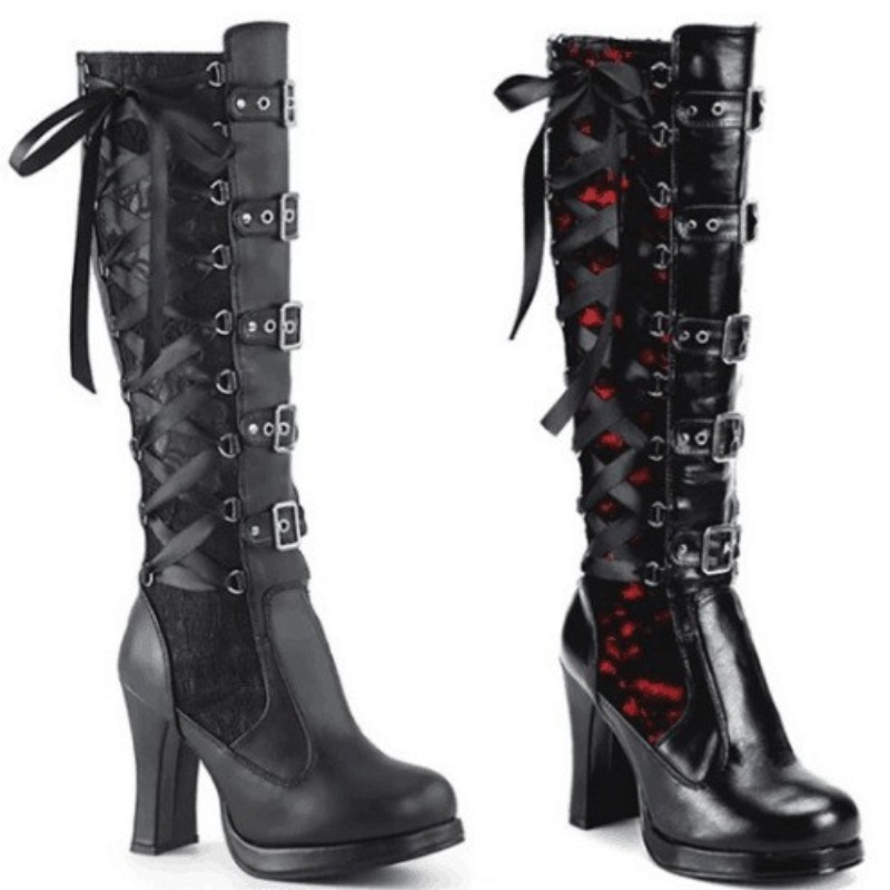 Punk Gothic Style Women's Knee - Knee High Boots Women review and price