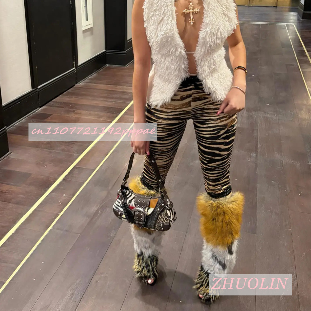 Summer Retro Plush Open Toe Sa - Knee High Boots Women review and price